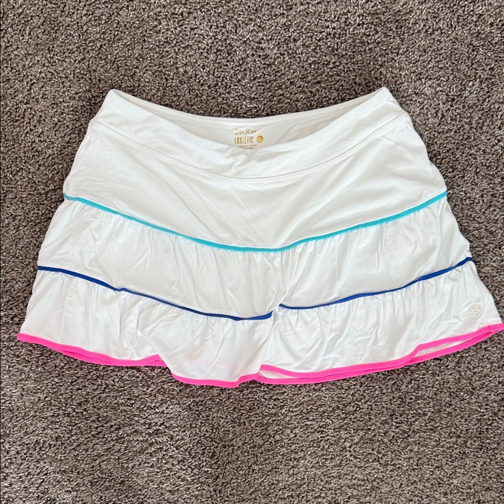 NWT Lilly Pulitzer Women's White Skort with Pink and Blue Trim
